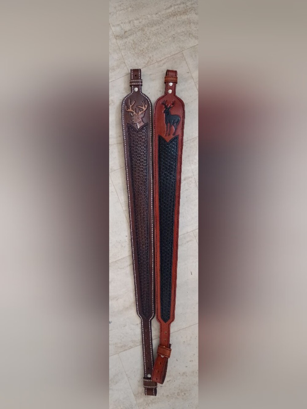 NWT Handmade Leather Rifle Slings Set Father Son Matching Deer Buck Pair